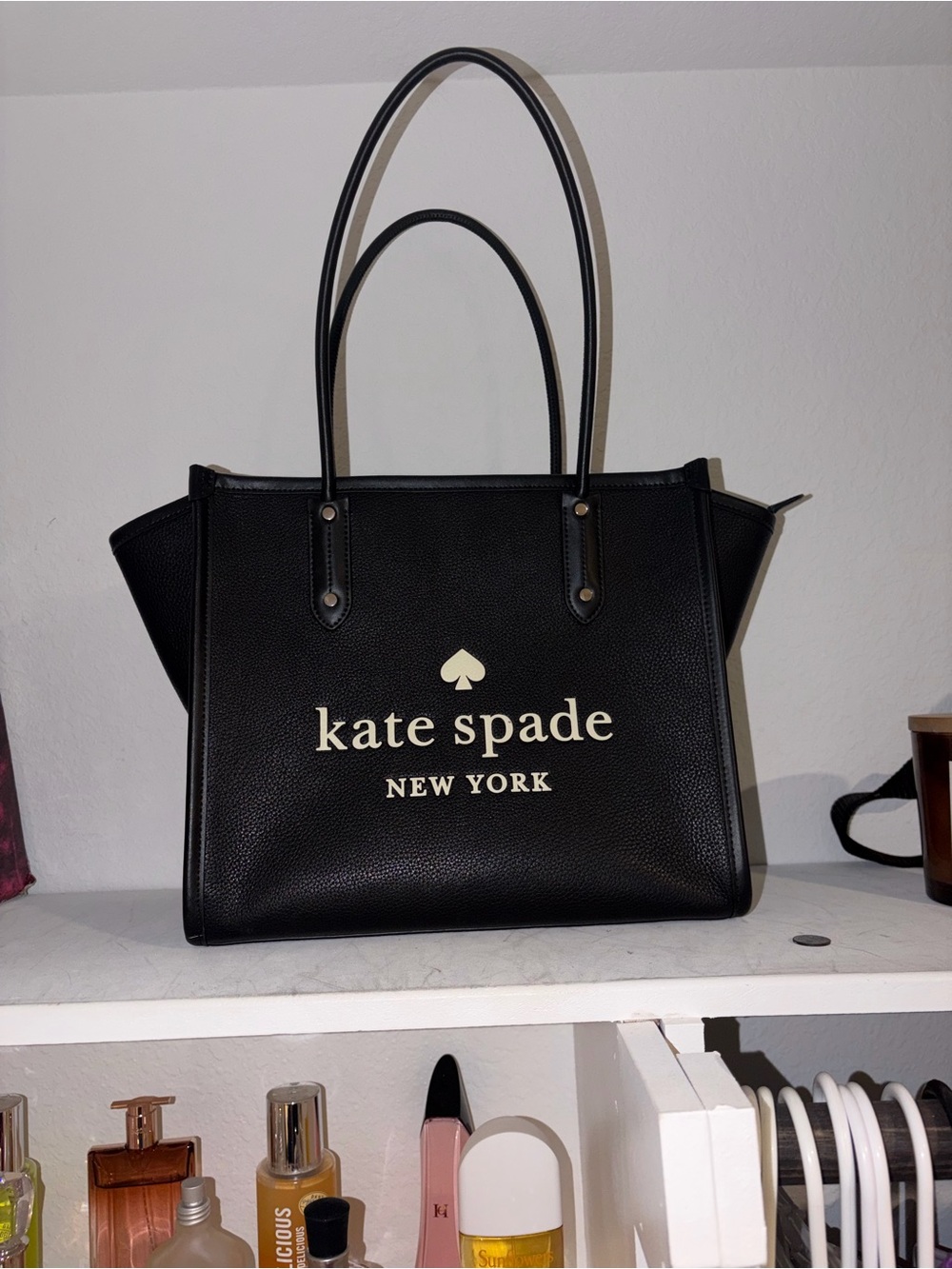 Kate Spade Ella Signature Logo Tote with Cream Accents (pebbled leather)